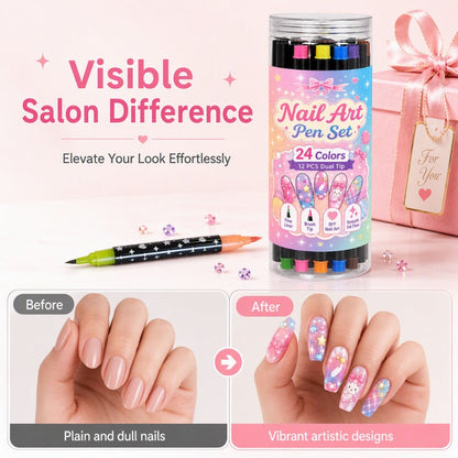 💅24‑Colors Dual‑Ended Nail Art Pens‑DIY Manicure Drawing Set🎁
